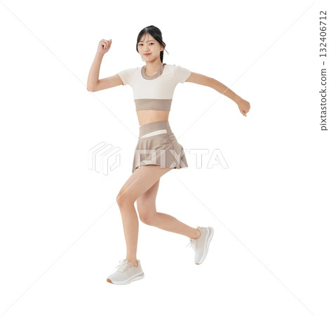 穿著運動服跳躍的女人 - 手工剪裁的透明全身 PNG 圖像 穿著運動服跳躍的女人 - 手工剪裁的透明全身 PNG 圖像 132406712