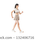 Woman walking in sportswear - Full-body photo PNG with transparent background, precisely cut out by hand 132406716