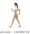 Woman walking in sportswear - Full-body photo PNG with transparent background, precisely cut out by hand 132406718