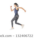 Woman in sportswear jumping - Full-body photo PNG with transparent background, precisely cut out by hand 132406722