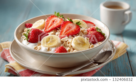 Healthy Breakfast Bowl with Yogurt and Fresh Fruit 132406832