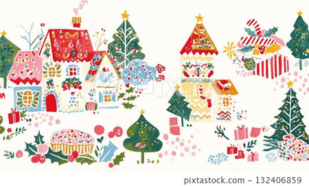 冬季景觀與聖誕城市景觀與聖誕樹 132406859