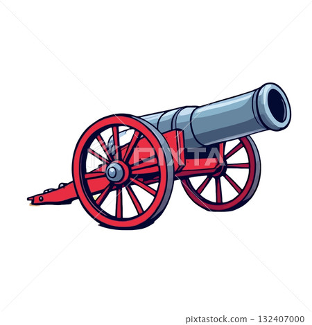 Vsai red cannon shooting war weapon on wheels pointing right Vsai red cannon shooting war weapon on wheels pointing right 132407000