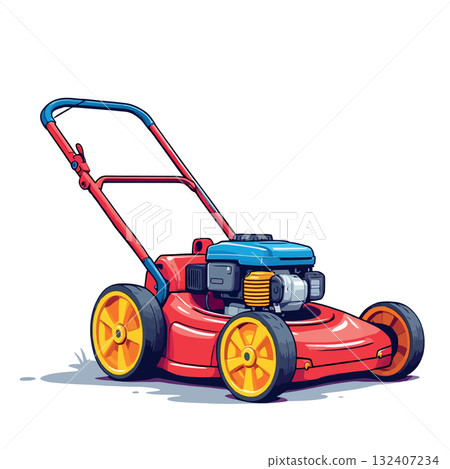 Red lawn mower for yard maintenance illustration Red lawn mower for yard maintenance illustration 132407234