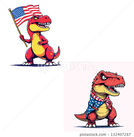 Vsai red tyrannosaurus rex celebrating united states of america independence day Vsai red tyrannosaurus rex celebrating united states of america independence day 132407287