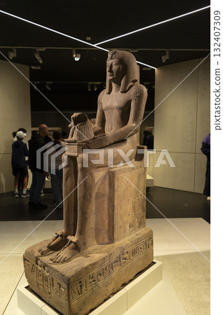Statue of Pharaoh on display at the National Gallery of Victoria in Melbourne, Australia 132407309