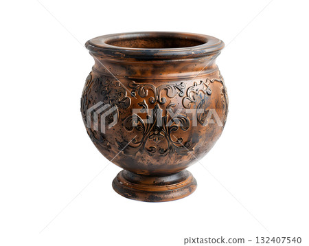 old clay pot isolated on white background 132407540