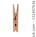 A wooden clothes peg isolated. A cutout clothespin. 132407636