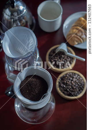 Coffee preparation paper drip Coffee preparation paper drip 132407663