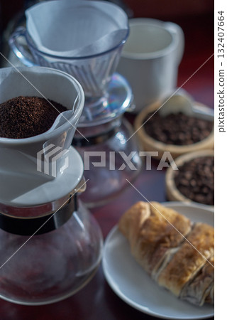 Coffee preparation paper drip Coffee preparation paper drip 132407664