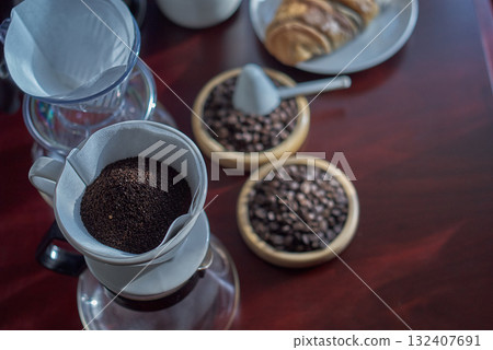 Coffee preparation paper drip Coffee preparation paper drip 132407691