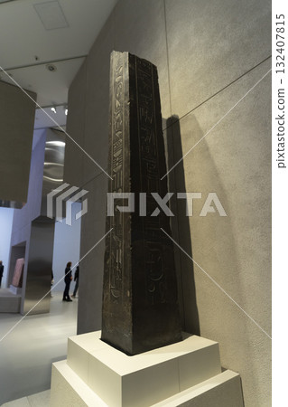Melbourne, Australia - July 2, 2024 : Obelisk of Pharaoh Nectanebo II on display at the National Gallery of Victoria in Melbourne, Australia on July 2, 2024. Melbourne, Australia - July 2, 2024 : Obelisk of Pharaoh Nectanebo II on display at the National Gallery of Victoria in Melbourne, Australia on July 2, 2024. 132407815