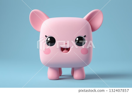 粉色卡通可爱动物形象 132407857