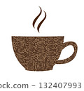 A coffee cup illustration. A brown dotted cup illustration. 132407993