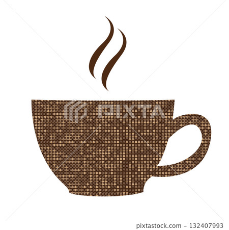 A coffee cup illustration. A brown dotted cup illustration. A coffee cup illustration. A brown dotted cup illustration. 132407993