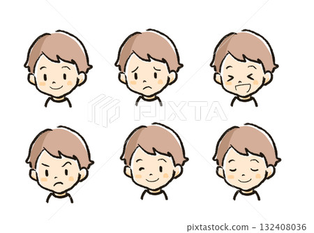 Boy's face with various expressions Boy's face with various expressions 132408036