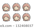 Girl's face with various expressions 132408037