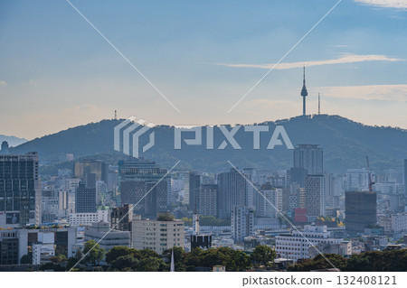 Seoul's Namsan Tower and its surrounding cityscape during the autumn day 132408121