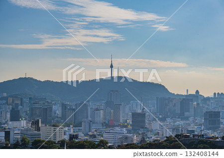 Seoul's Namsan Tower and its surrounding cityscape during the autumn day 132408144