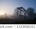 Drawbridge over a frozen canal 132408241