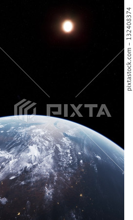 Showing planet Earth from the orbit as seen from the space shuttle. 132408374