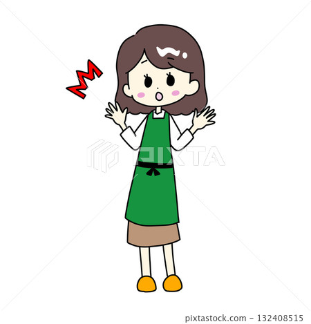 Illustration of a surprised woman in an apron 132408515