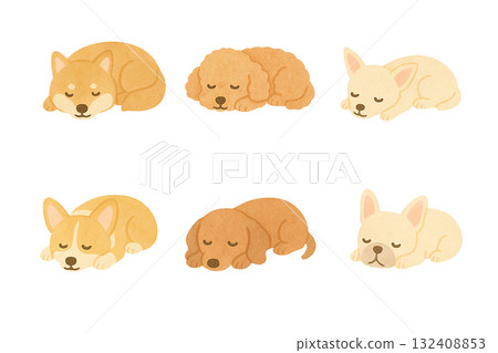 可愛的小狗插圖集-打盹 132408853