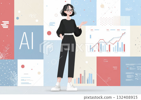 Miyu系列:一位年輕女子進行人工智慧演示 Miyu系列:一位年輕女子進行人工智慧演示 132408915