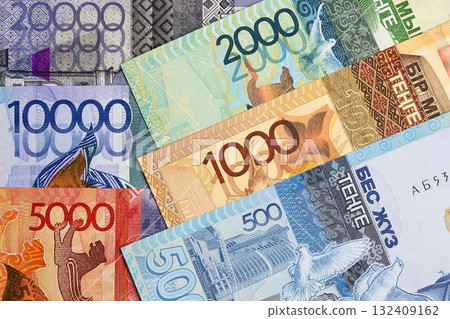 Kazakhstani tenge a business background 132409162