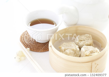 Dim sum shumai and Chinese tea Dim sum shumai and Chinese tea 132409377