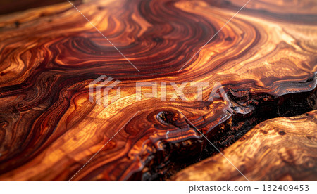 低角度奢華木紋紋理，光澤亮麗，漩渦深邃 132409453