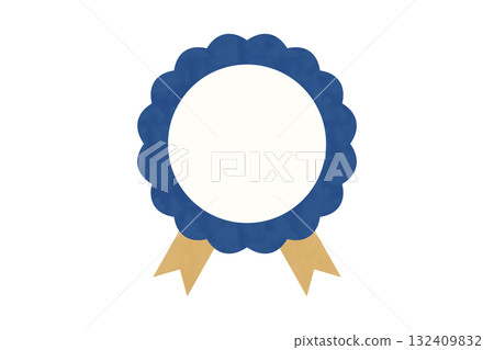 手繪藍絲帶玫瑰花結插圖 132409832