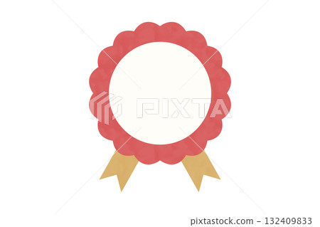Hand-drawn red ribbon rosette illustration Hand-drawn red ribbon rosette illustration 132409833