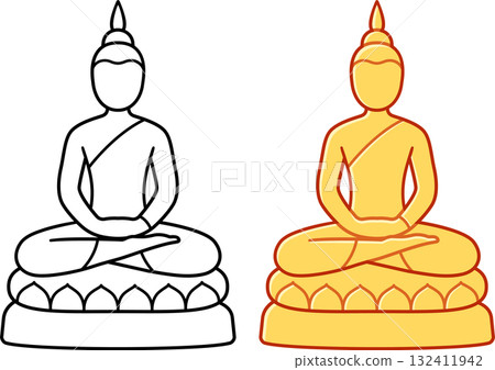 Thai golden Buddha statue 132411942