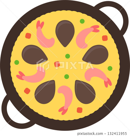 Paella dish simple flat cartoon vector 132411955