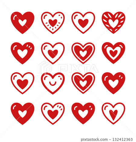 Decorative hearts designed in various styles, ideal for Valentine s Day themes and crafts projects Decorative hearts designed in various styles, ideal for Valentine s Day themes and crafts projects 132412363