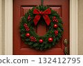 Traditional Christmas wreath with pinecones and berries. 132412795