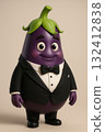 Cartoon eggplant in a tuxedo on a light background. 132412838