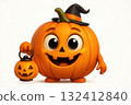 Halloween cartoon pumpkin on a white background. 132412840