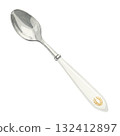 Watercolor illustration of a teaspoon (cafe dessert) 132412897