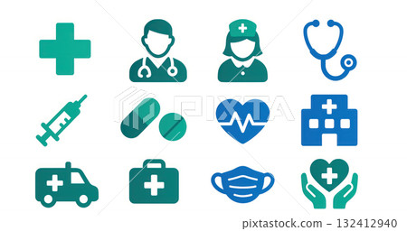 Medical icons including doctor and nurse symbols 132412940