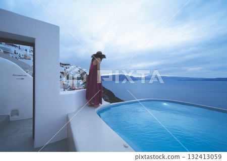 Santorini hotel pool Santorini hotel pool 132413059