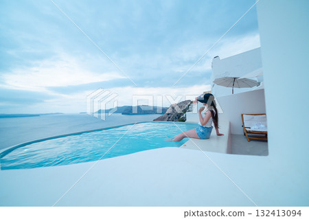 Santorini hotel pool Santorini hotel pool 132413094
