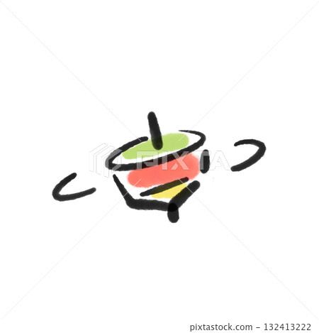 Spinning top, New Year's material, ink painting Spinning top, New Year's material, ink painting 132413222