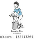 Young man riding an exercise bike 132413264
