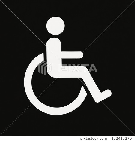 Wheelchair accessibility symbol on black background 132413279
