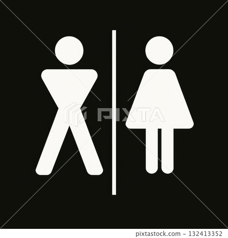 Restroom sign with male and female symbols 132413352