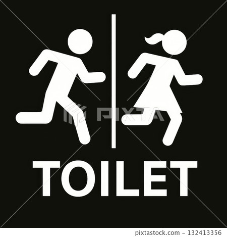 Restroom sign with running figures Restroom sign with running figures 132413356