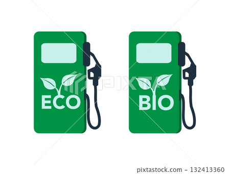 Organic Green Energy in Gasoline Pump Icon stock illustration 132413360