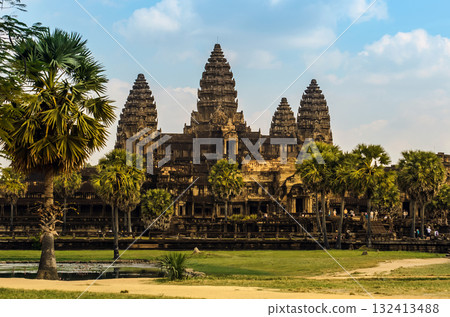 Angkor Wat temple in Cambodia. Ancient Khmer architecture. 132413488